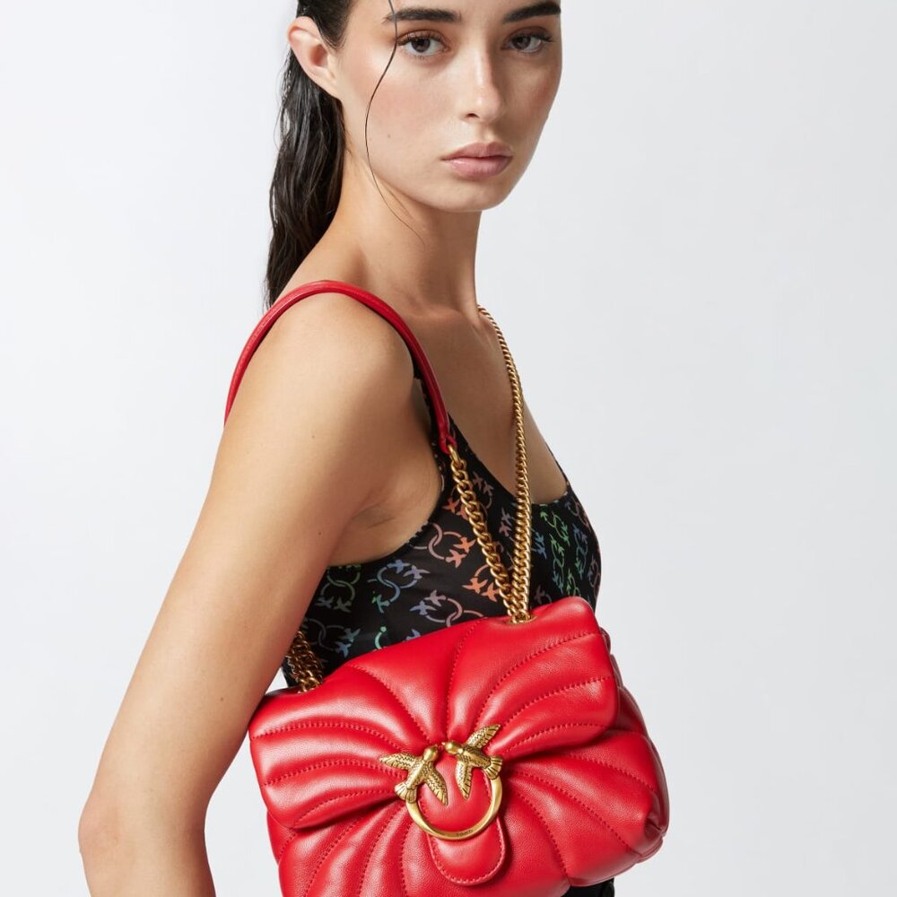 Pinko Love Puff Butterfly Mini Crossbody | NWT | RED Nappa Leather